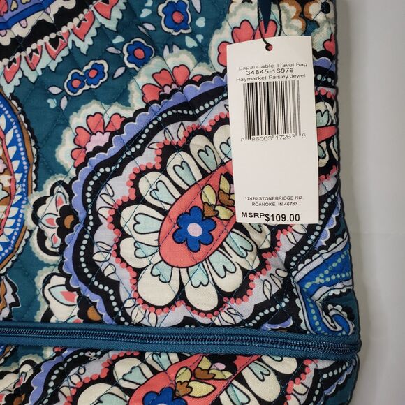 VERA BRADLEY Haymarket Paisley Jewel Expandable Travel Bag Tote NEW - Picture 8 of 9